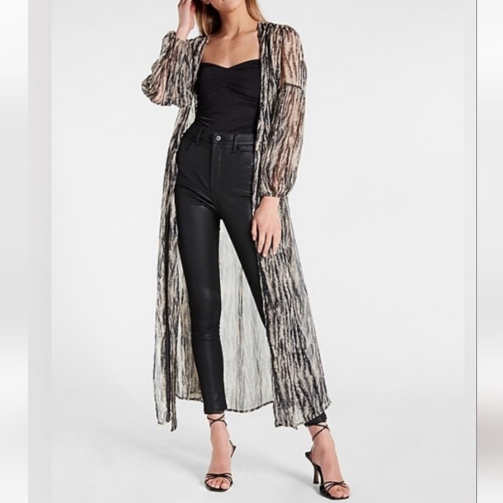 Express - NWOT Black and Cream Sheer Duster